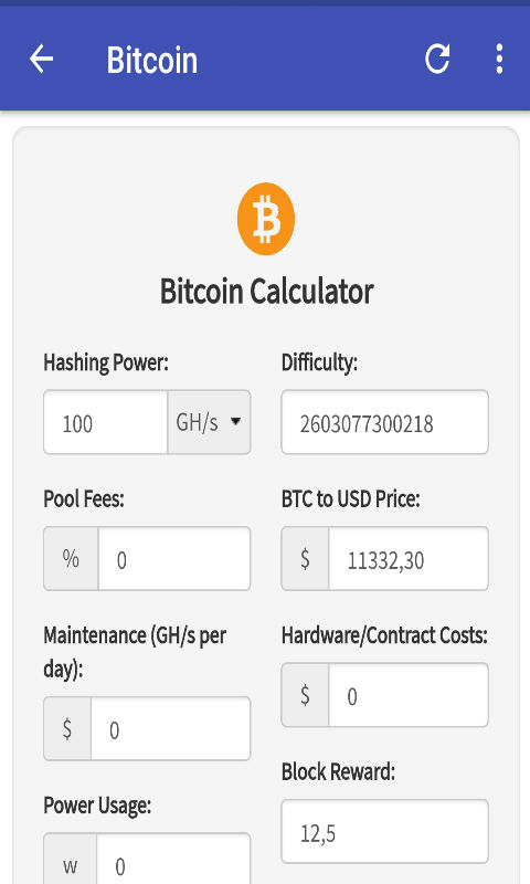 bit mining calculator