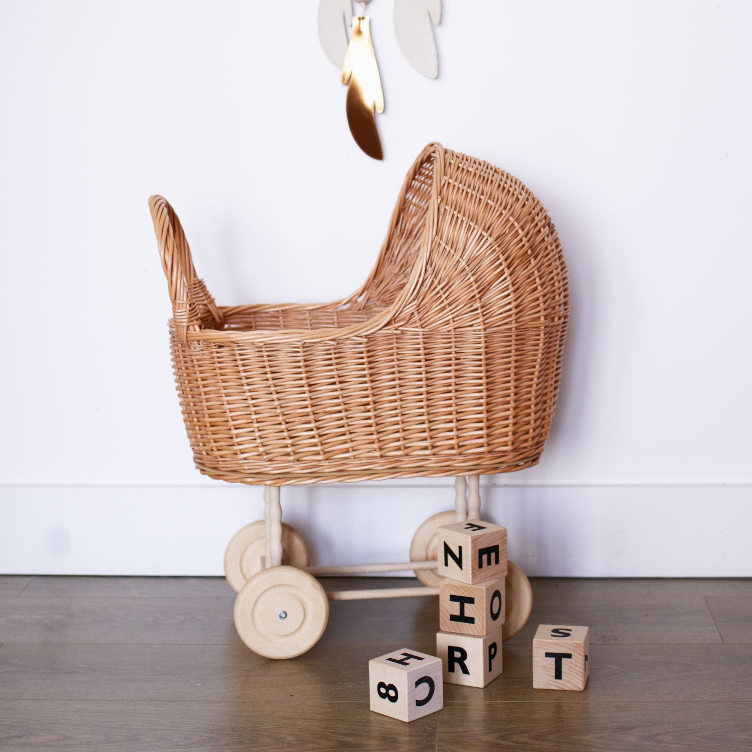 wicker doll pram