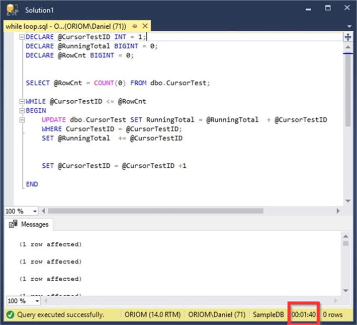 sql loop through table