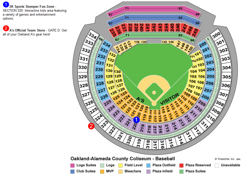 oakland athletics seating chart