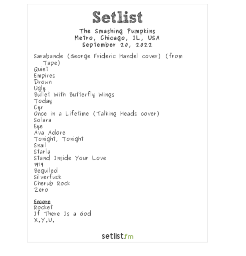 the smashing pumpkins setlist