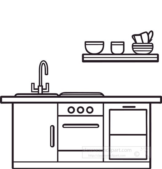 kitchen clipart black and white