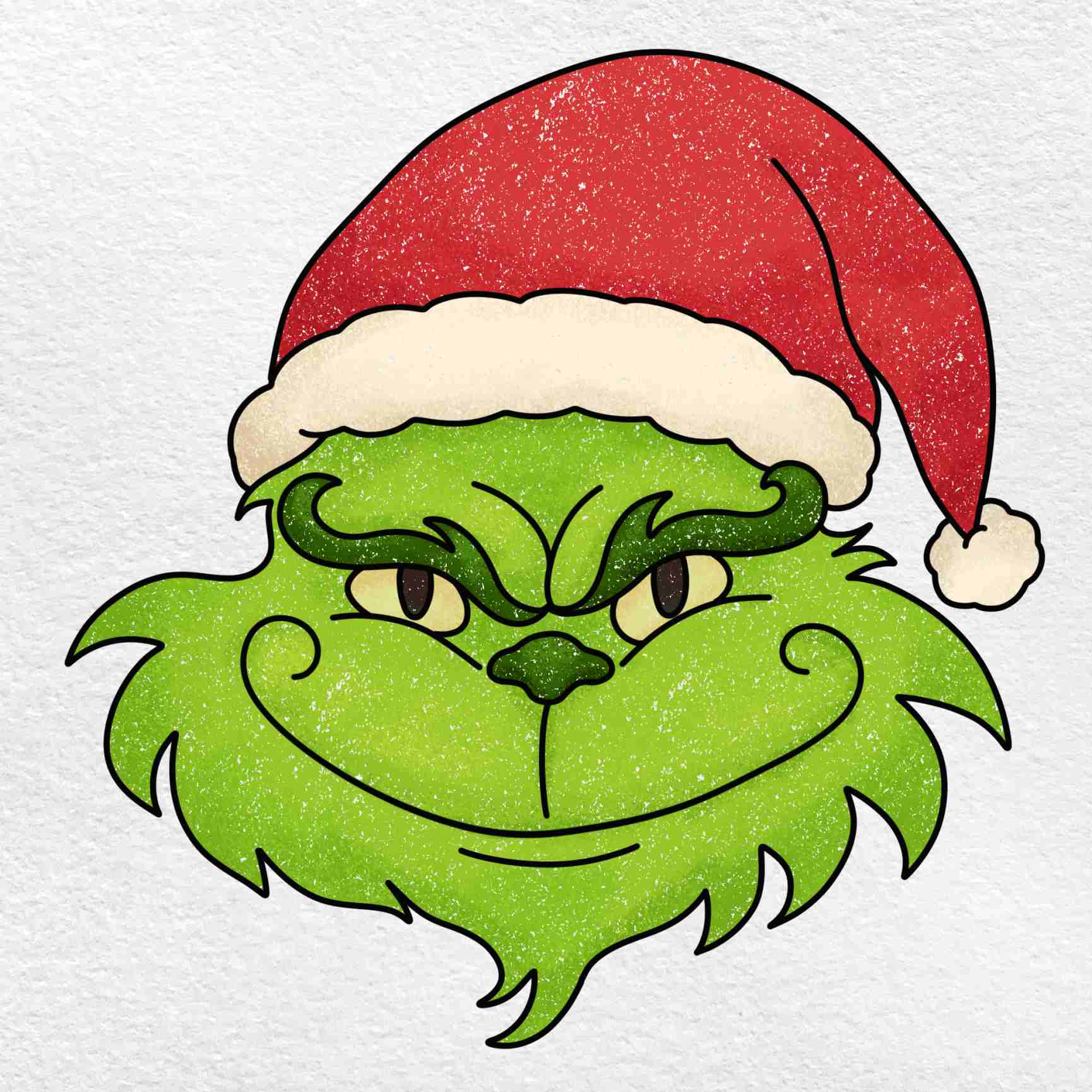 how to draw the grinch face