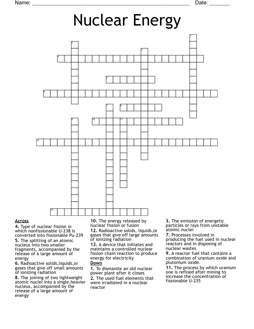 nuclear reactor crossword clue