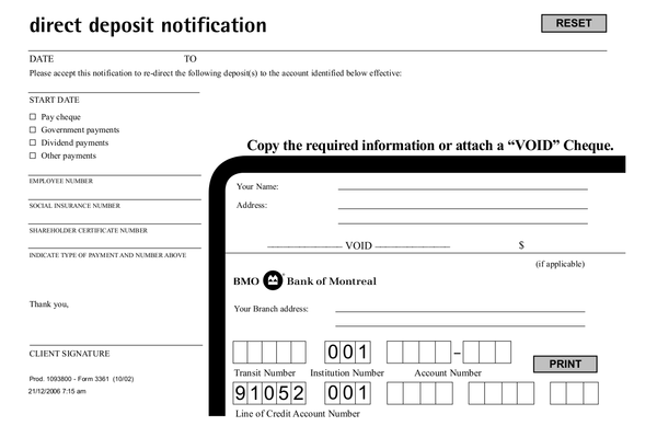 bmo direct deposit slip