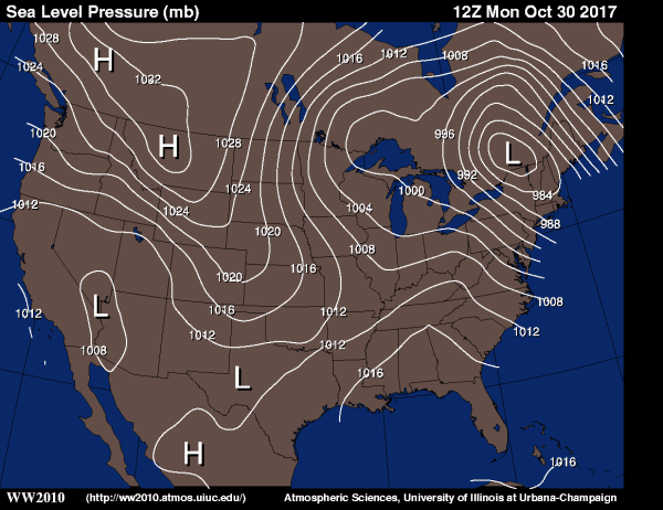 pressure system map usa