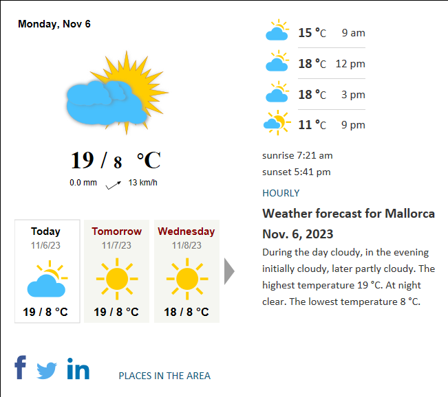 current weather majorca