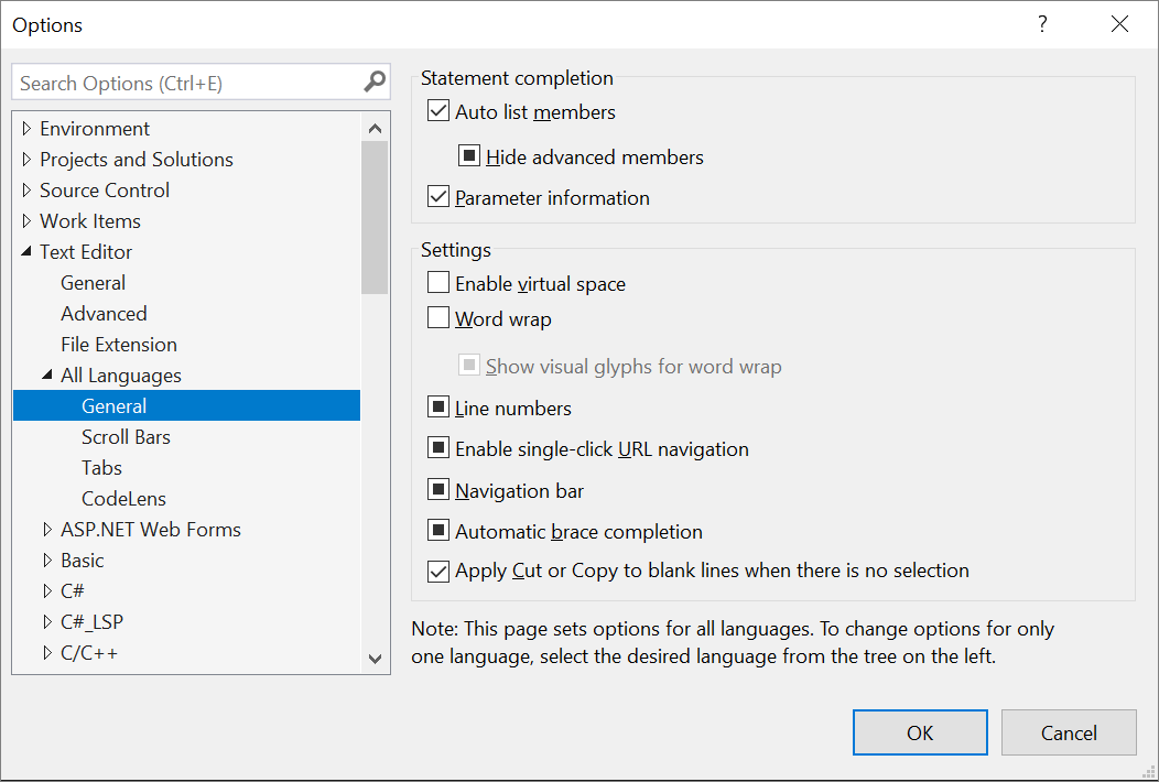 visual studio change language