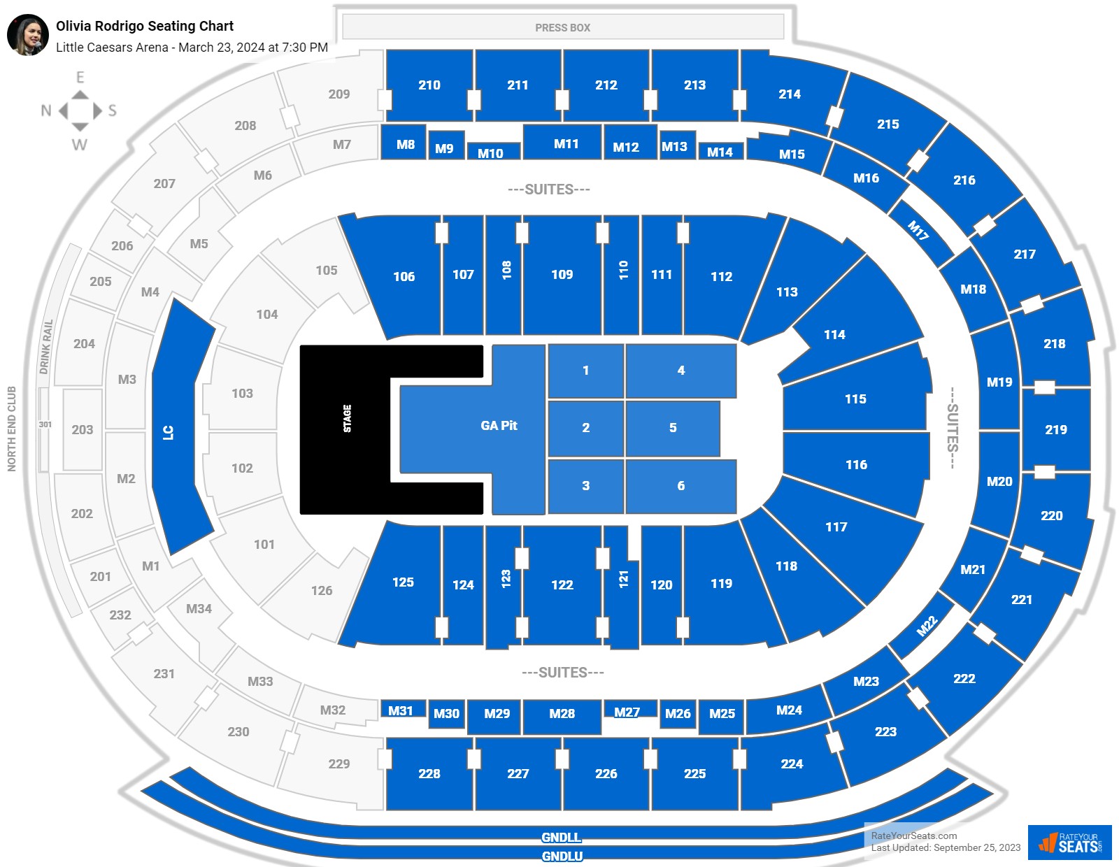 little caesars arena seat map