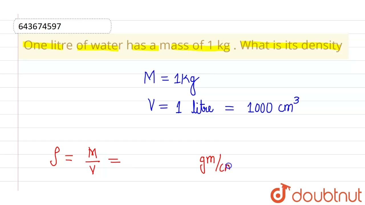 mass of 1 liter of water
