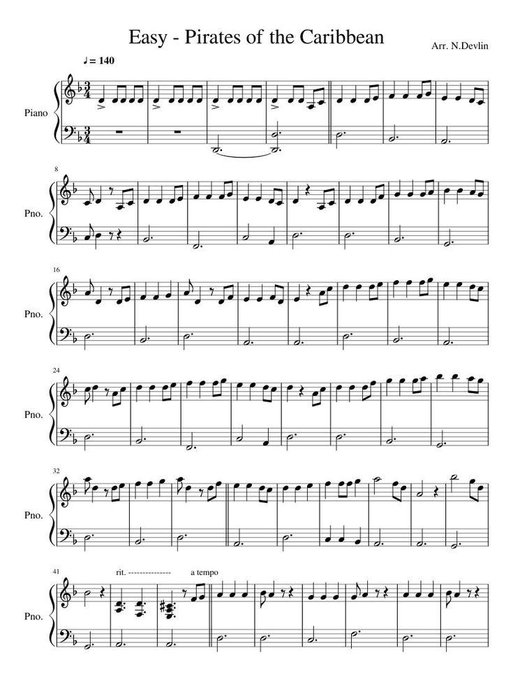pirates of the caribbean theme song piano sheet music