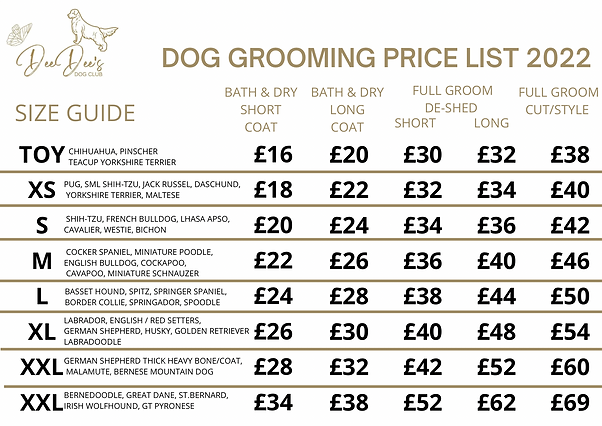 dogwood grooming price list