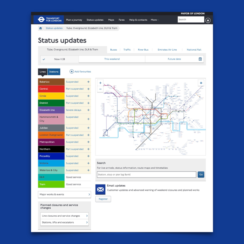 tfl status update