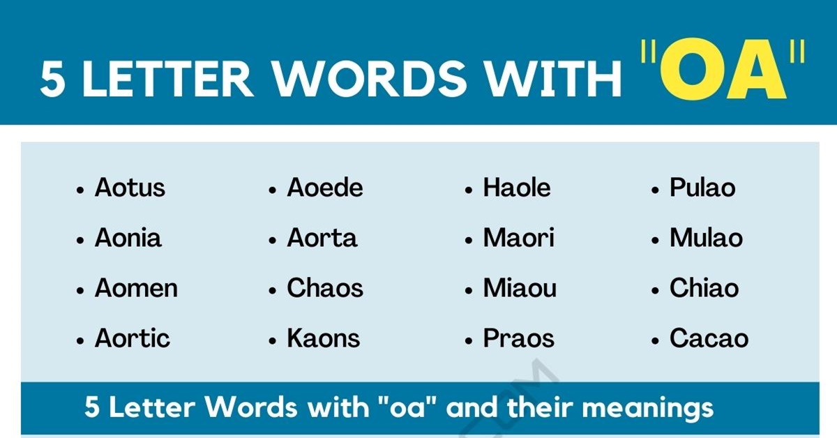 5 letter words with oa