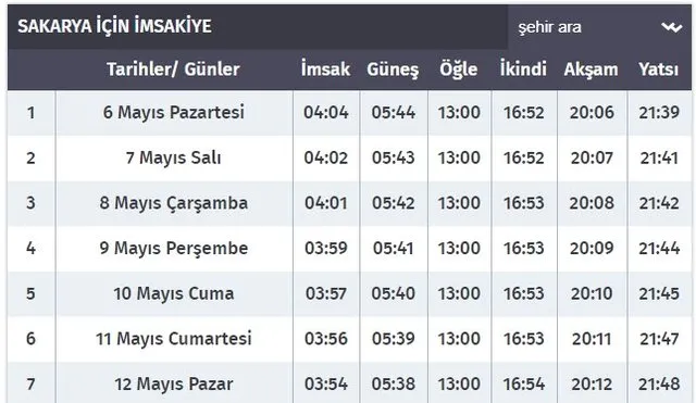 akşam ezanı sakarya