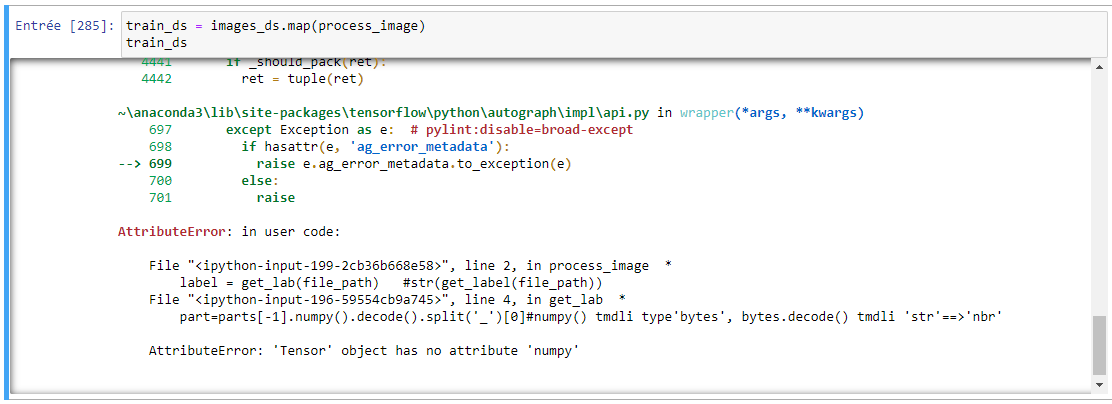 attributeerror tensor object has no attribute numpy