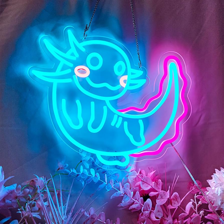 blue neon axolotl