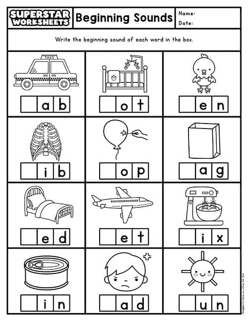 initial letter sounds worksheets