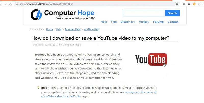 computer hope youtube video download