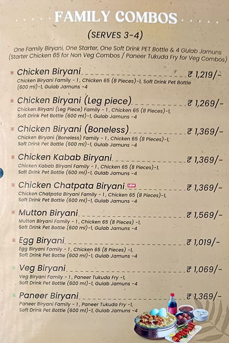 manis biryani menu