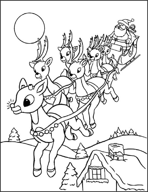 santa in sleigh coloring page