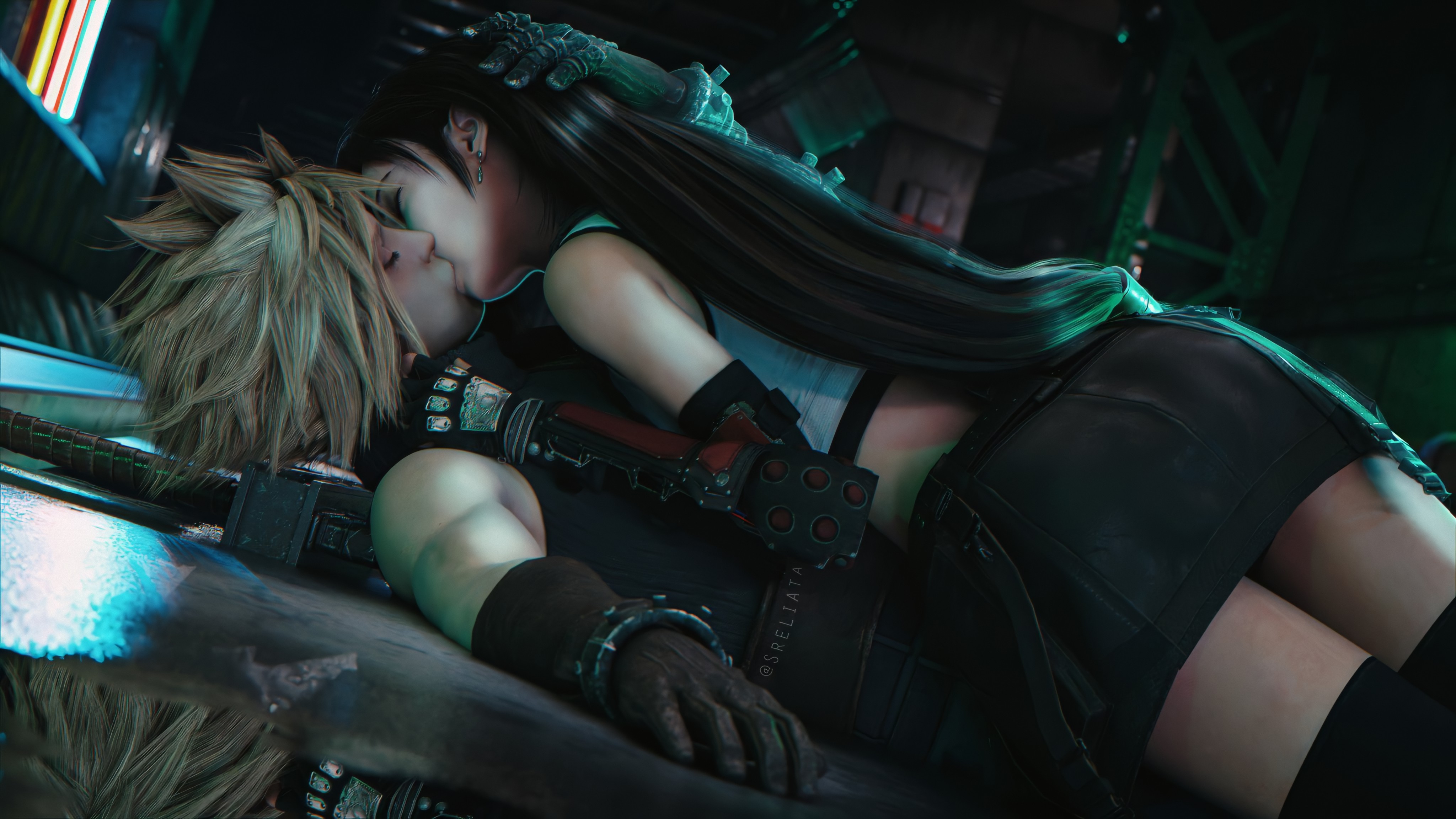 cloud and tifa kiss