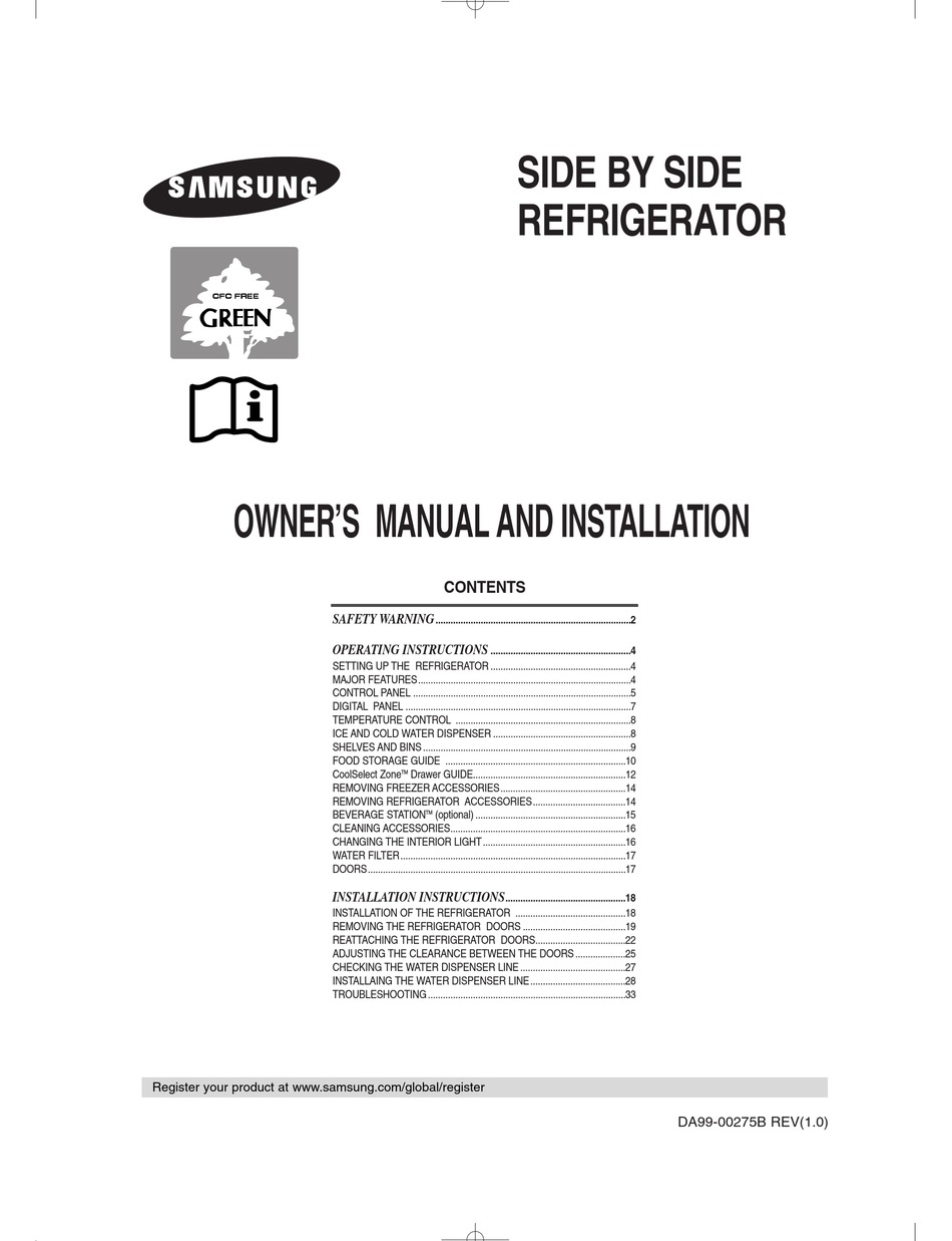 samsung refrigerator operating instructions