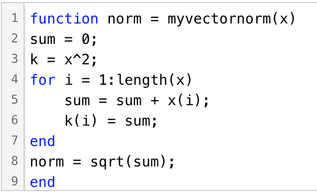 norm of a vector matlab