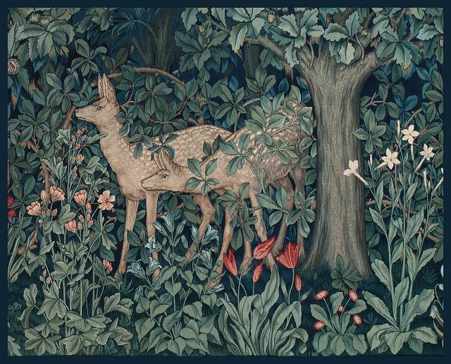 william morris deer wallpaper