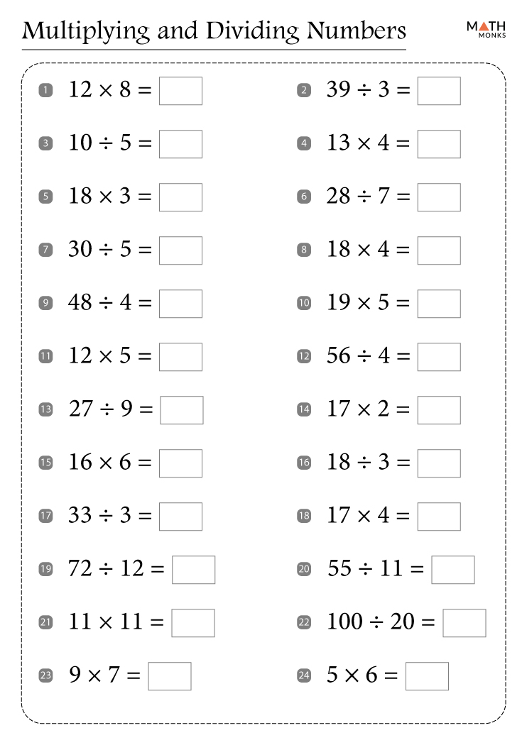 multiplication and division worksheets grade 5 pdf