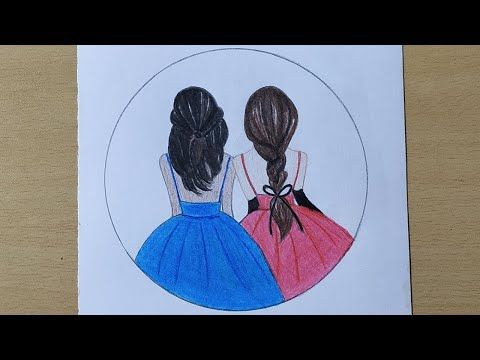 cute best friend drawing easy