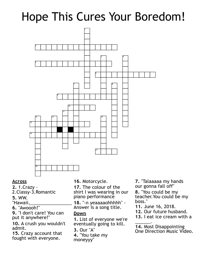 crossword clue boredom
