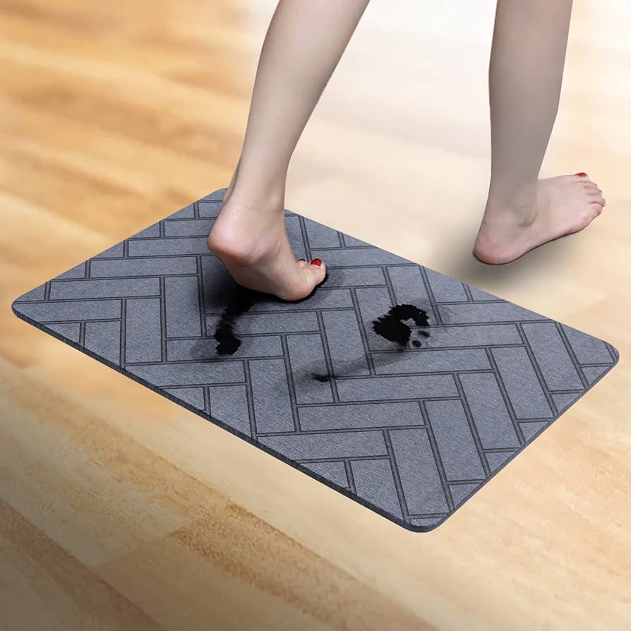 stone bath mat that absorbs water