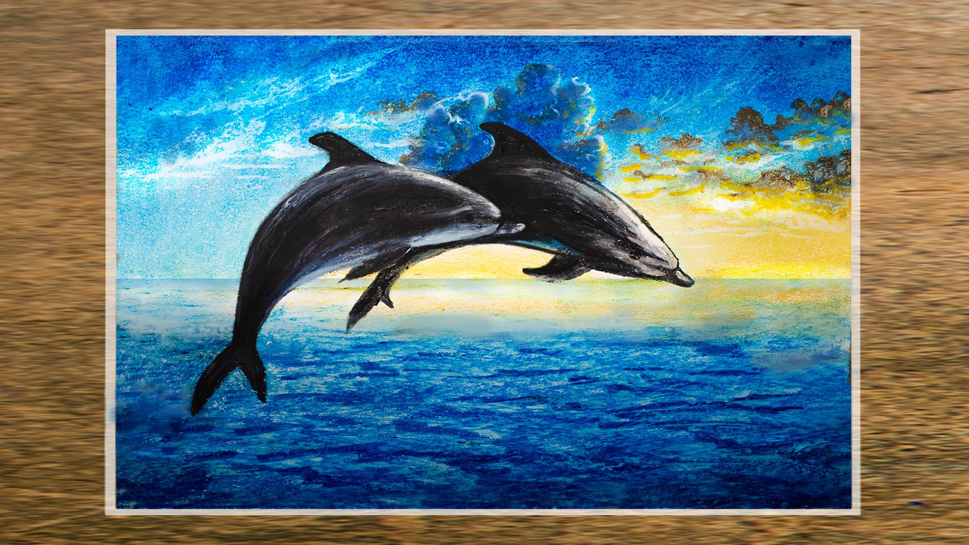 dolphin scenery drawing