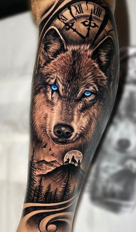 arm tattoo wolf