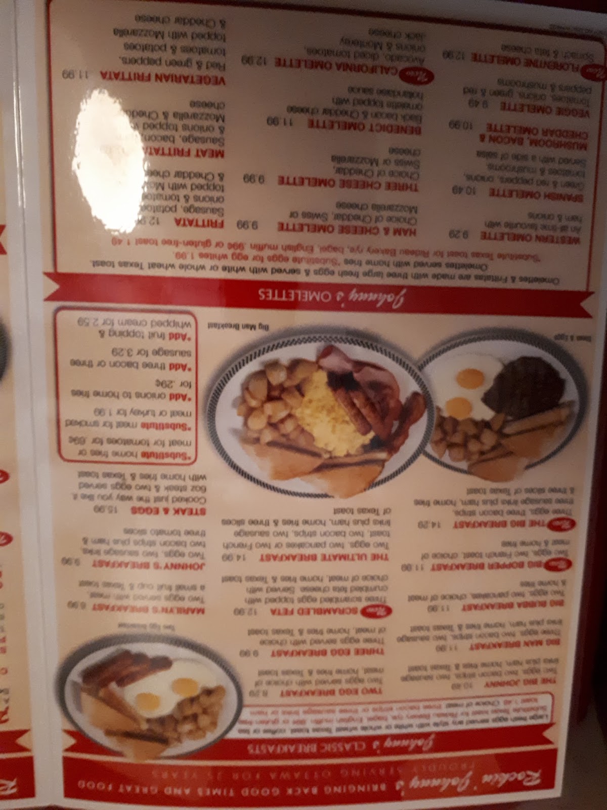 rockin johnnys diner menu