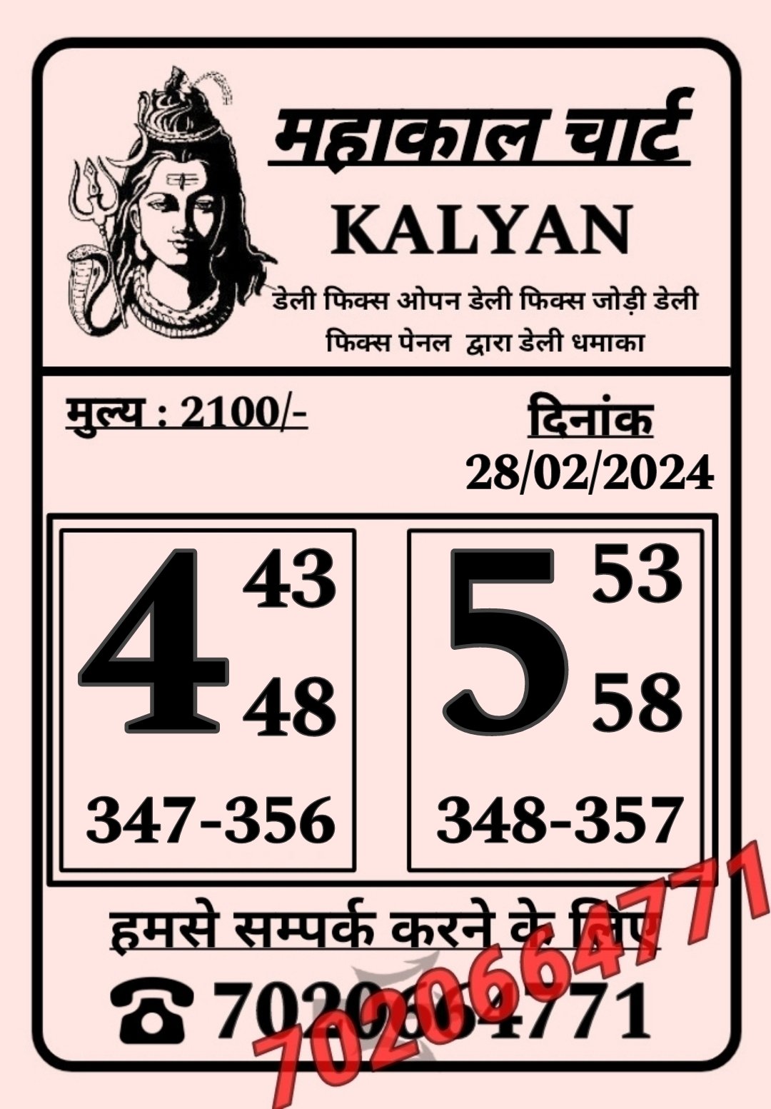 kalyan chart result open