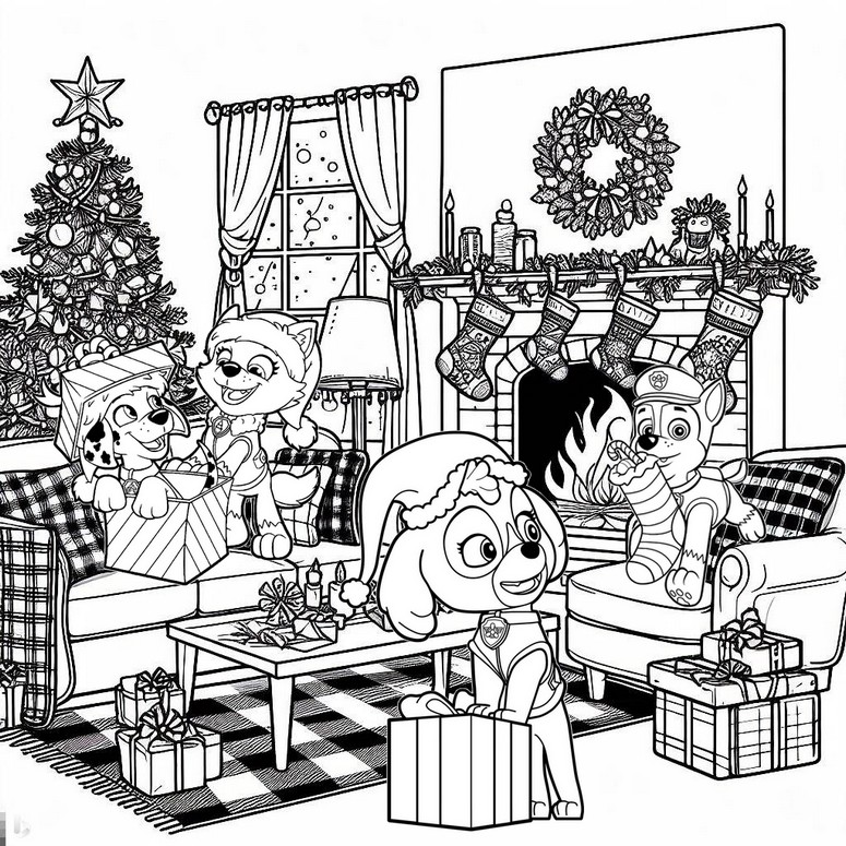 paw patrol coloring pages christmas