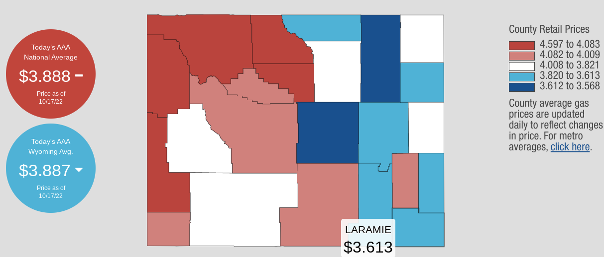 gas prices laramie wy