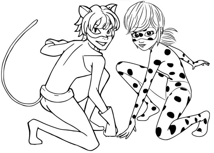 miraculous ladybug and cat noir colouring pages