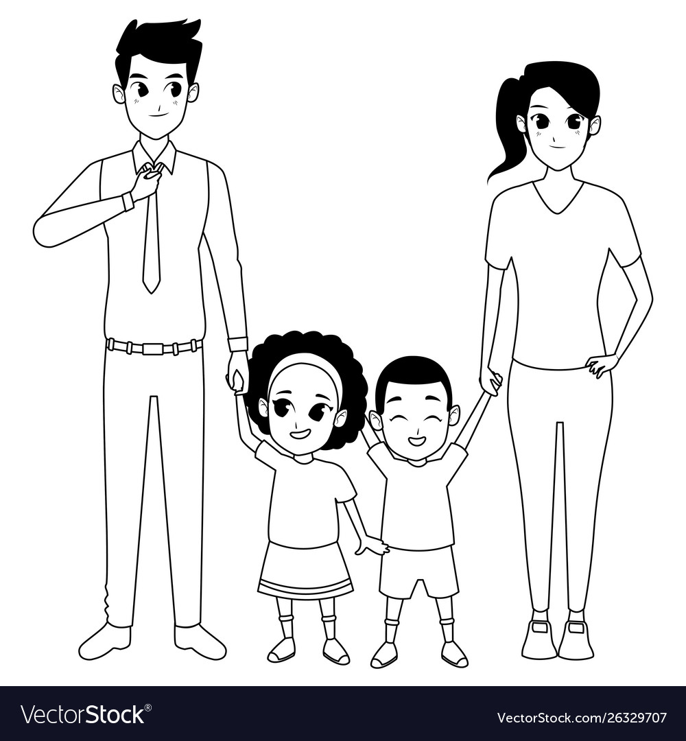 small family clipart black and white