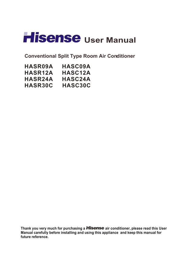 hisense air conditioner manual