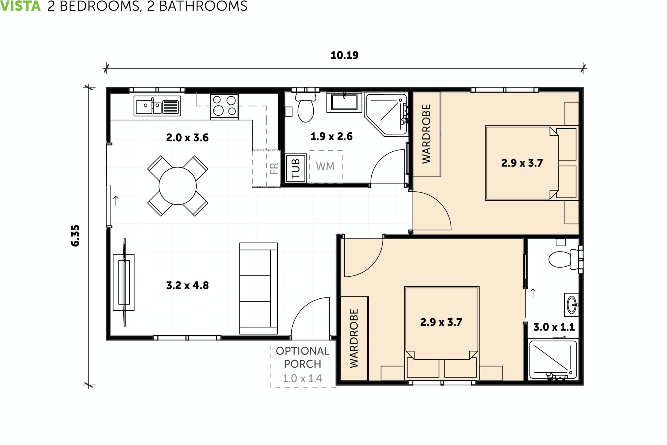 2 bedroom 2 bathroom granny flat floor plans