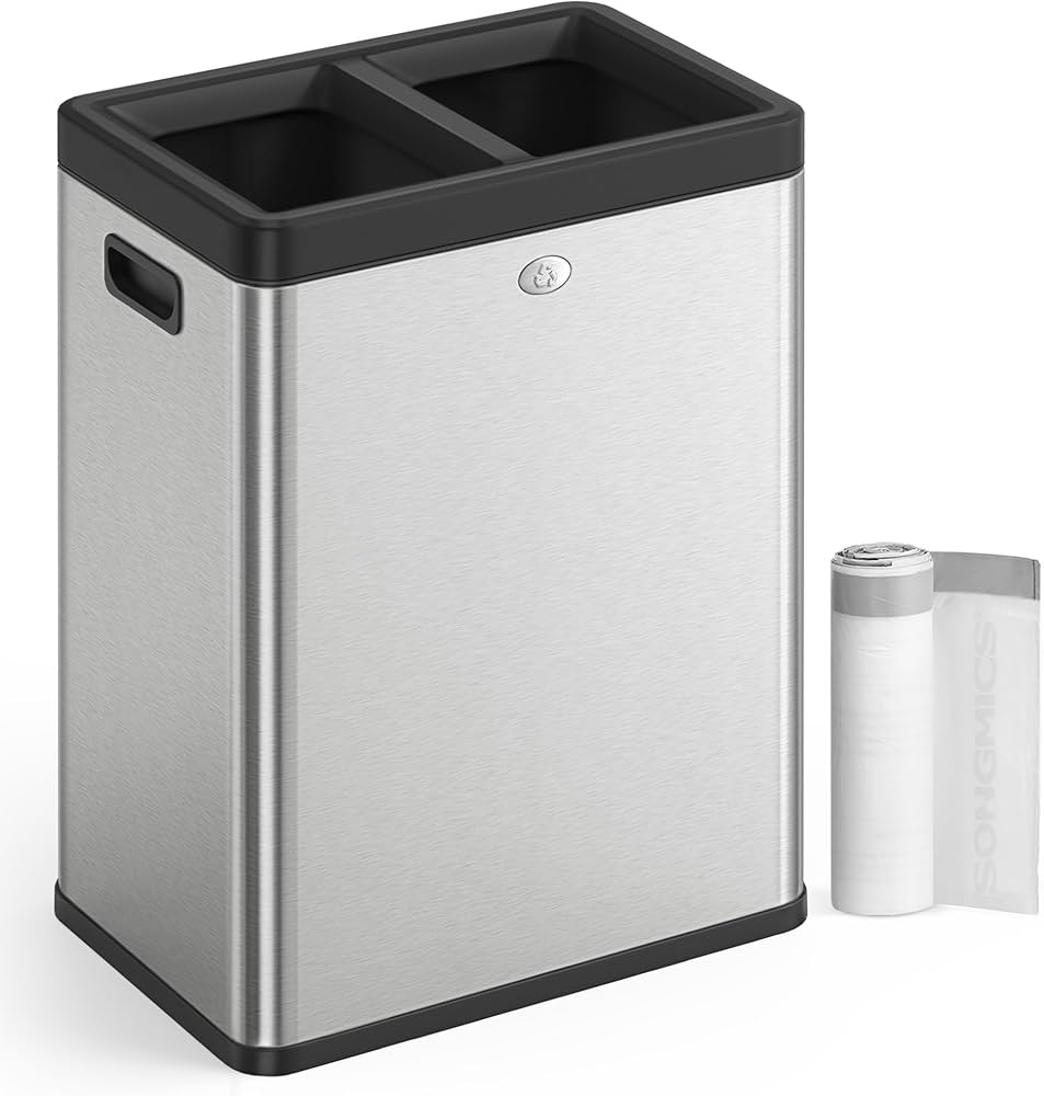 2 compartment garbage bin