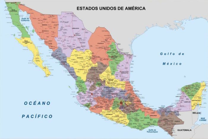 mapa de méxico con nombres de estados y municipios