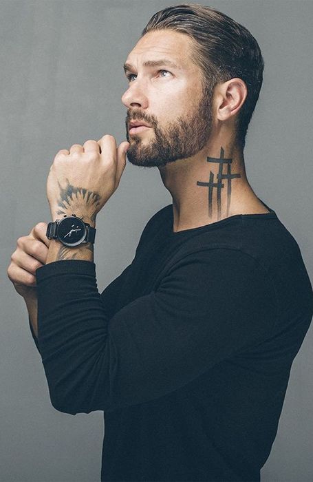 3 cross tattoo on neck