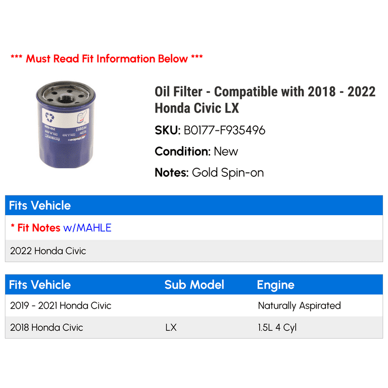 2019 honda civic oil filter