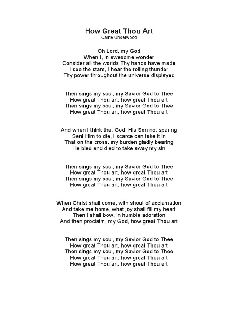 carrie underwood how great thou art with lyrics