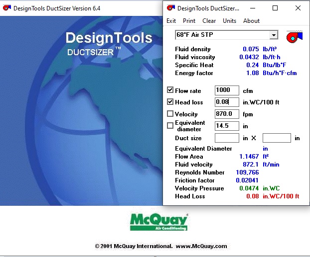 mcquay pipe sizer