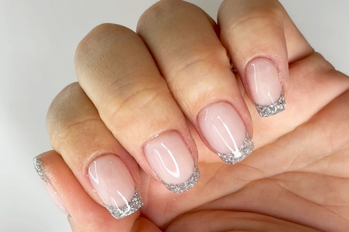 french tip with glitter